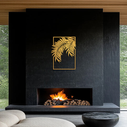 Gold palm leaf metal wall art